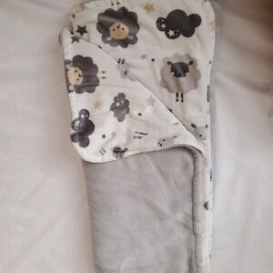 Parents Choice Gray White Sheep Lambs Lovey Stars Baby Soft Plush Blanket 30x40"